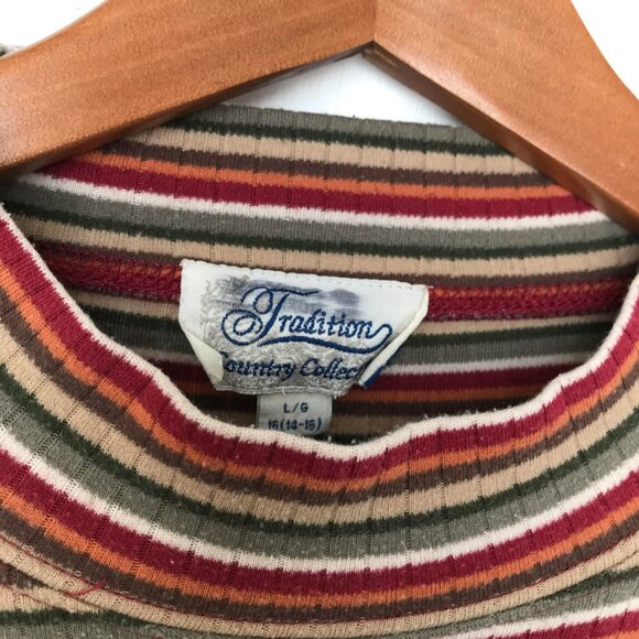 1990s Womens Large Long Sleeve Striped Traditions Country Collection - Picture 2 of 5